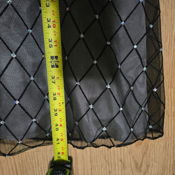 Vtg 90s Y2K Fairy Grunge Whimsigoth Black Semi-sheer Dress 6P Hoco Wedding Guest - Picture 12 of 12